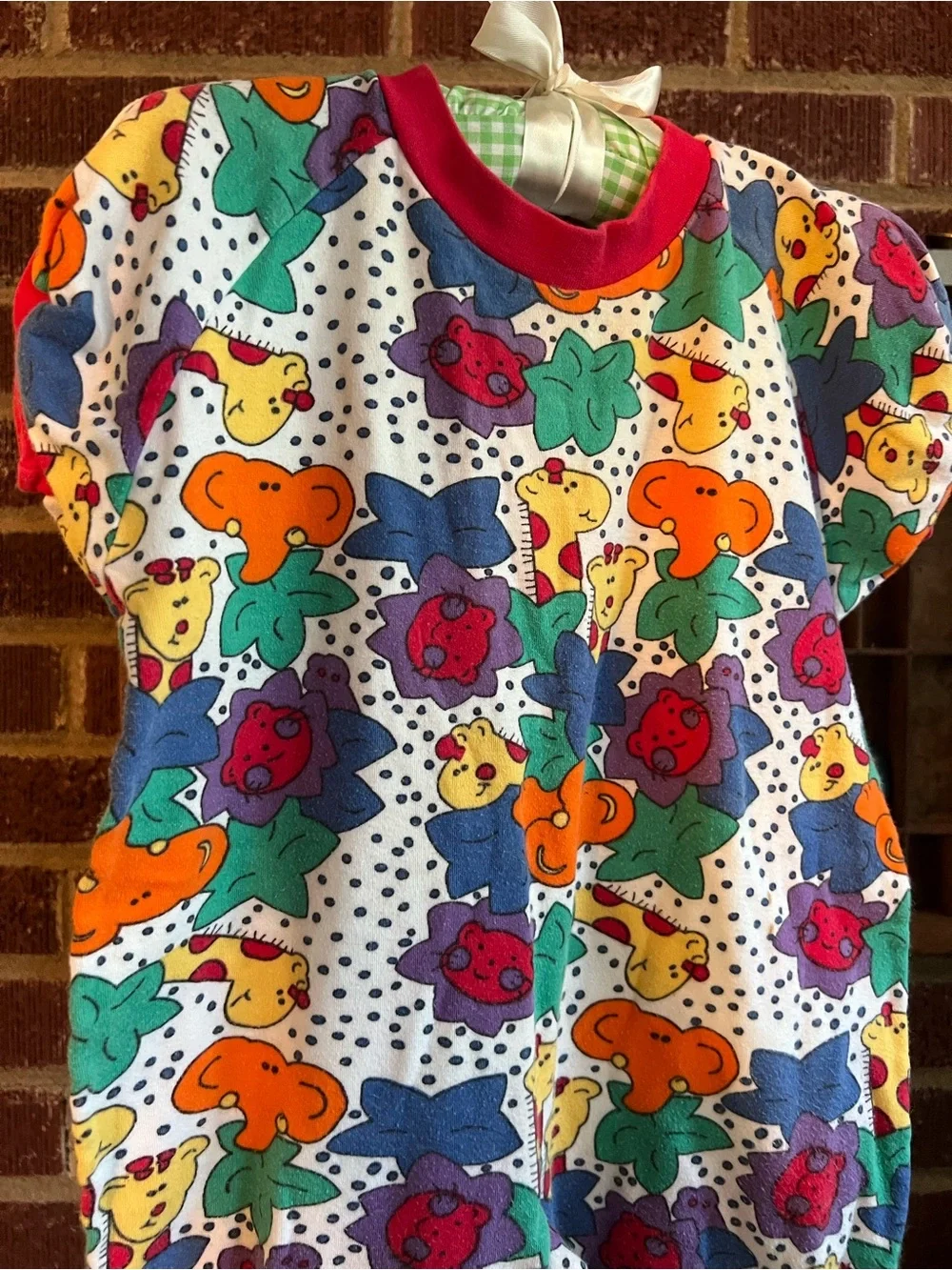 90’s Animal Print One-Piece Romper - Multicolor - brand “tic tac toe” 6-12 month
